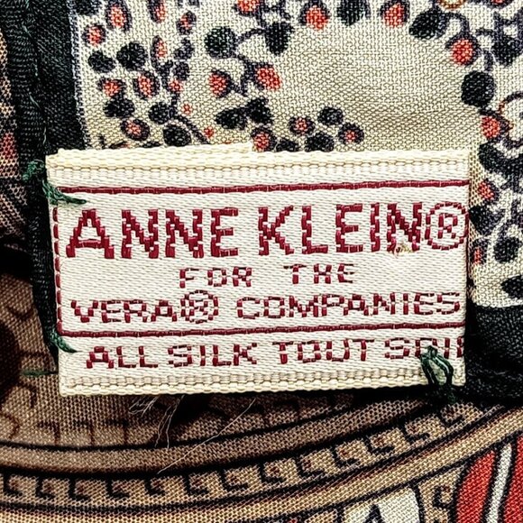 Vintage Anne Klein for Vera Tan Paisley Silk Square Scarf - Picture 6 of 7